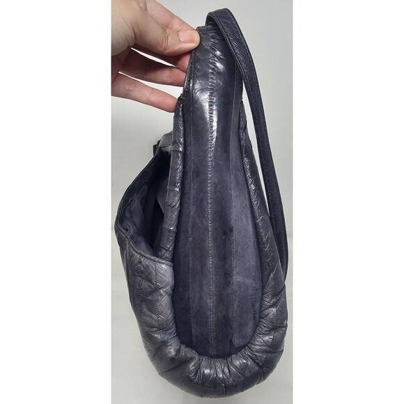 Vtg Lee Sands Genuine Eel Skin Gray Crossbody Purse 90s Classic Pocket Old Money - Picture 3 of 15